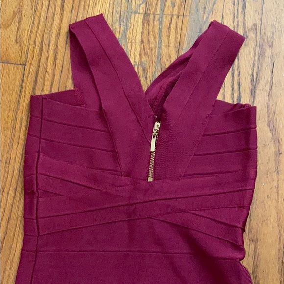 Burgundy Bandage Dress - Picture 3 of 5